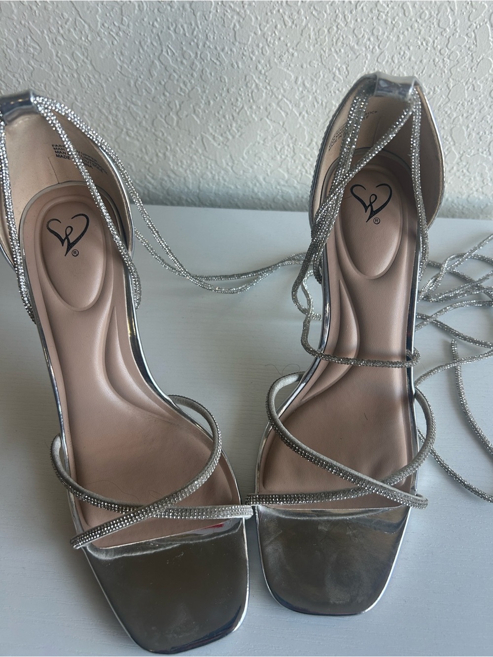 Windsor Silver Metallic Lace-Up Heeled Sandals